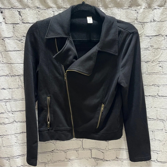OLD NAVY Girls Black Moto Jacket Zip Up Cotton Polyester Size XXL (16) - Picture 2 of 8